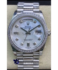 Rolex Day Date Presidential 904L Steel 36MM - White Pearl Dial 1:1 Mirror Quality Watch