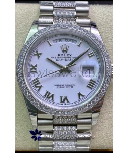 Rolex Day Date Presidential M128349RBR-0026 904L Steel 36MM - White Roman Dial 1:1 Mirror Quality