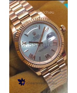 Rolex Day Date 40MM 228235 1:1 Rose Gold in Silver Dial 1:1 Mirror Replica Watch