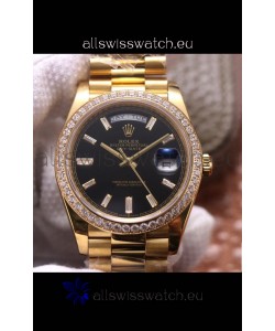 Rolex Day Date Presidential 904L Steel Yellow Gold 40MM - Black Dial 1:1 Mirror Quality Watch