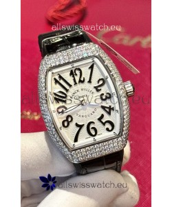 Franck Muller V32 Swiss Quartz Mossanite 1:1 Replica Watch 36MM Black Numerals