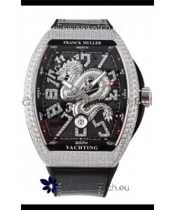 Franck Muller Vanguard Yachting Dragon V45 Black Dial in Diamonds Bezel Swiss Replica