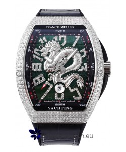 Franck Muller Vanguard Yachting Dragon V45 Green Dial in Diamonds Bezel Swiss Replica