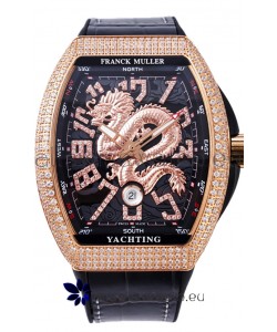 Franck Muller Vanguard Yachting Dragon V45 Black Dial in Gold Diamonds Bezel Swiss Replica