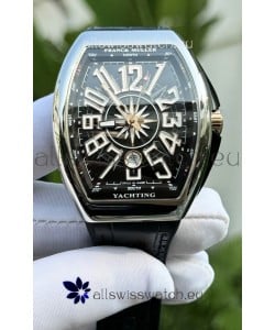 Franck Muller Super Clone Vanguard V45 Yachting Stainless Steel Black Dial Watch