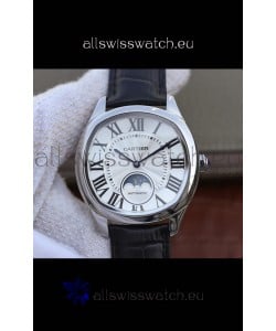 Drive De Cartier Moonphase Edition 1:1 Mirror Replica Watch in Stainless Steel - White Dial 