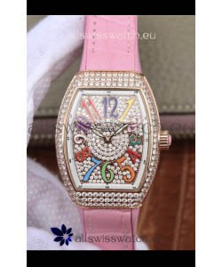 Franck Muller Vanguard Ladies 1:1 Mirror Swiss Replica Watch 32MM Wide Rose Gold Casing