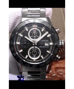 Tag Heuer Carrera Heuer 01 Swiss Replica Watch in Steel Casing Ceramic Bezel 43MM