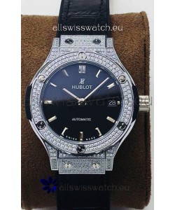 Hublot Classic Fusion Diamonds Steel Black Dial 38MM Swiss Replica Watch 1:1 Mirror Quality