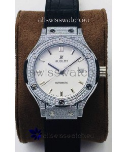Hublot Classic Fusion Diamonds Steel White Dial 38MM Swiss Replica Watch 1:1 Mirror Quality
