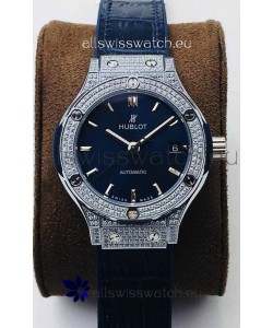 Hublot Classic Fusion Diamonds Steel Blue Dial 38MM Swiss Replica Watch 1:1 Mirror Quality