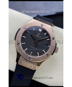 Hublot Classic Fusion 1:1 Mirror Replica Swiss Watch in Rose Gold 904L Steel Casing Black Dial 38MM