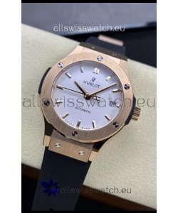 Hublot Classic Fusion 1:1 Mirror Replica Swiss Watch in Rose Gold 904L Steel Casing White Dial 38MM