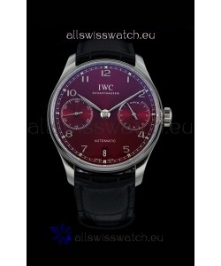 IWC Portugieser Swiss IW500714 1:1 Mirror 904L Steel Watch Burgundy Dial Watch 