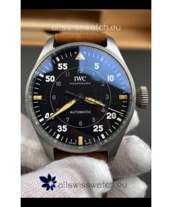 IWC Super Clone Spitfire Black Dial Titanium Swiss Replica Watch 