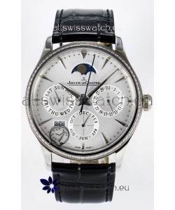Jaeger LeCoultre Super Clone Master Ultra Thin Perpetual Calendar White Dial Diamonds Watch