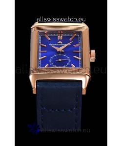 Jaeger LeCoultre Reverso Swiss Replica Watch in Rose Gold Casing - Blue Dial 
