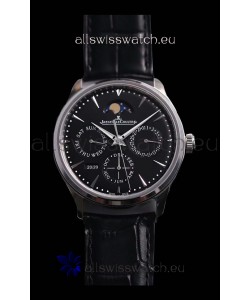 Jaeger LeCoultre Master Ultra Thin Perpetual Swiss Replica Watch in Black Dial 