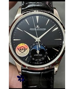 Jaeger LeCoultre Master Ultra Thin Moon Black Dial 904L Steel 1:1 Mirror Replica Watch