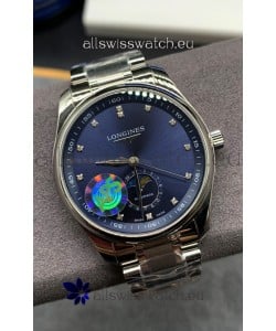 Longines Master Collection Automatic Moonphase Blue Dial Swiss Replica Watch Steel Strap