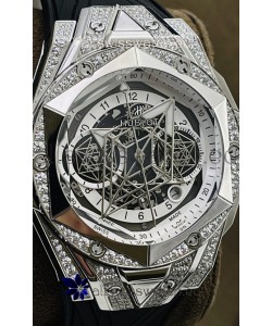 Hublot Big Bang UNICO Sang Bleu II Stainless Steel Diamonds 1:1 Mirror Quality Swiss Replica Watch 