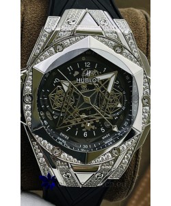Hublot Big Bang UNICO Sang Bleu II Stainless Steel Diamonds 1:1 Mirror Quality Swiss Replica Watch 