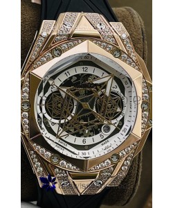 Hublot Big Bang UNICO Sang Bleu II Rose Gold Diamonds 1:1 Mirror Quality Swiss Replica Watch 