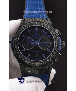 Hublot Classic Fusion Chronograph DLC Diamonds Casing Steel Dial 1:1 Mirror Replica Watch 