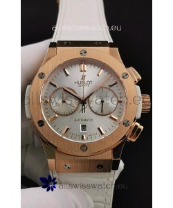 Hublot Classic Fusion Chronograph Rose Gold Casing Steel Dial 1:1 Mirror Replica Watch 