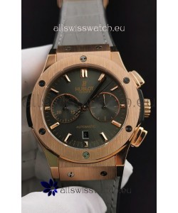 Hublot Classic Fusion Chronograph Rose Gold Casing Brown Dial 1:1 Mirror Replica Watch 