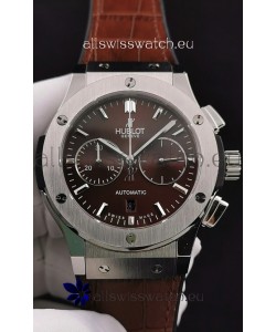 Hublot Classic Fusion Chronograph Stainless Steel Casing Brown Dial 1:1 Mirror Replica Watch 