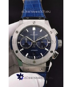 Hublot Classic Fusion Chronograph Stainless Steel Casing Blue Dial 1:1 Mirror Replica Watch 