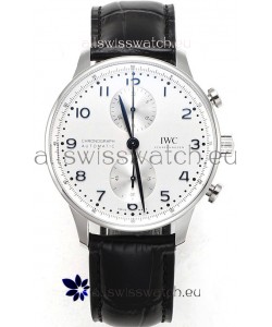 IWC Portuguese Chronograph Swiss Replica Watch in Steel Case White Dial - 1:1 Mirror Replica Edition