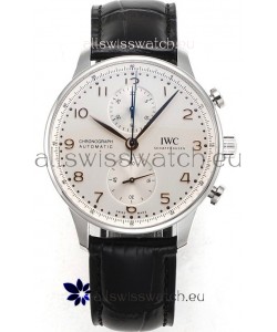 IWC Portuguese Chronograph Swiss Replica Watch in Steel Case Steel White Dial - 1:1 Mirror Replica Edition