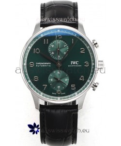 IWC Portuguese Chronograph Swiss Replica Watch in Steel Case Green Dial - 1:1 Mirror Replica Edition