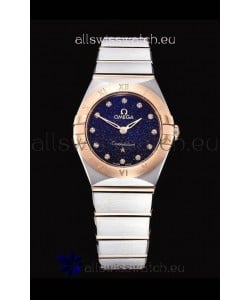 Omega Constellation Ladies Swiss Quartz 1:1 Mirror Replica - Two Tone Casing in Black Starry Dial 