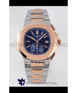 Patek Philippe Nautilus 5980/1AR-001 Two Tone Rose Gold 904L Steel Case in Blue Dial - 1:1 Mirror Replica