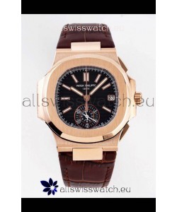 Patek Philippe Nautilus 5980/1R-001 Rose Gold 904L Steel Case in Black Dial - 1:1 Mirror Replica