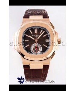 Patek Philippe Nautilus 5980/1R-001 Rose Gold 904L Steel Case in Brown Dial - 1:1 Mirror Replica