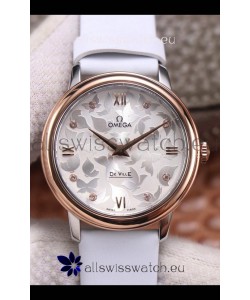 Omega De Ville Floral Dial Swiss Quartz Movement in Two Tone Casing - Steel Dial