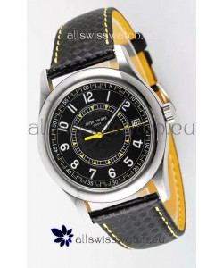 Patek Philippe Calatrava 6007 Black Dial Yellow Hands 904L Steel Casing 1:1 Mirror Replica Watch