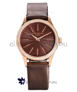 Patek Philippe Calatrava 4997 Ladies Rose Gold Brown Dial with Swiss Automatic Movement Watch