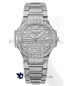 Patek Philippe Nautilus 7118R 35MM 1:1 Diamonds Paved Watch in Steel Casing 