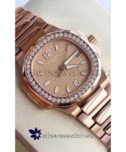 Patek Philippe Nautilus 7010/1GR-012 32MM 1:1 Mirror Replica - Genuine Diamonds on Bezel 