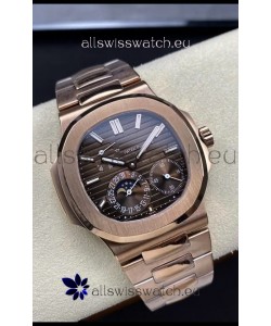 Patek Philippe Nautilus 5712/R 1:1 Quality Swiss Replica Watch in Brown Dial Rose Gold Strap