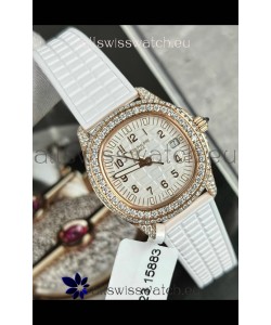 Patek Philippe Superclone Aquanaut 5069R Mossanites Paved Watch in Rose Gold Casing