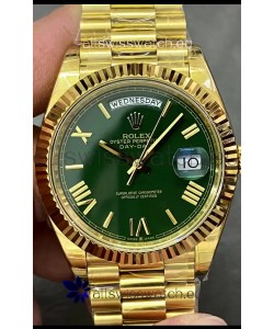 Rolex Day Date Presidential 18K Yellow Gold Watch 40MM - Green Dial 1:1 Mirror Quality
