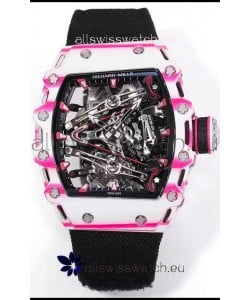 Richard Mille RM38-02 White/Pink Carbon Bubba Watson Black Nylon Tourbillon Movement 1:1 Mirror Replica