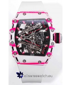 Richard Mille RM38-02 White/Pink Carbon Bubba Watson White Rubber Tourbillon Movement 1:1 Mirror Replica