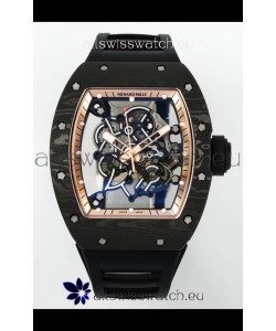 Richard Mille RM055 Black Carbon Casing Gold Rims 1:1 Superclone Genuine Tourbillon Watch 
